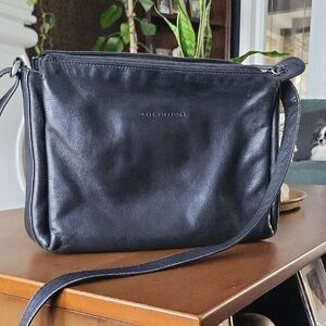 Cole Haan Black Leather Crossbody Bag 12 inches wide
